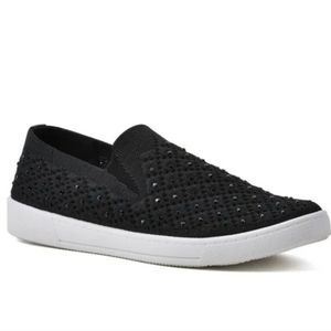 Women's Black Bling Slip-On‎ Sneaker Shoes